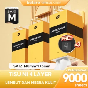⏰[9PCS]Botare AIR-cushion Cheerful Tissue 4-Ply 1000 sheets 140*175mm