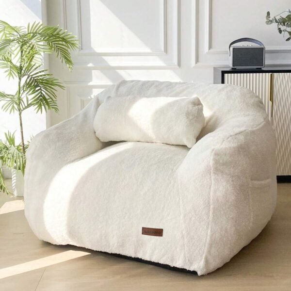 ⏰MAXYOYO Giant Bean Bag Chair With Pillow,Fuzzy Fabric Fluffy And Comfy Bean Bag Sofa Large Bean Bag Chair Adult Size With Filler For Reading, Gaming