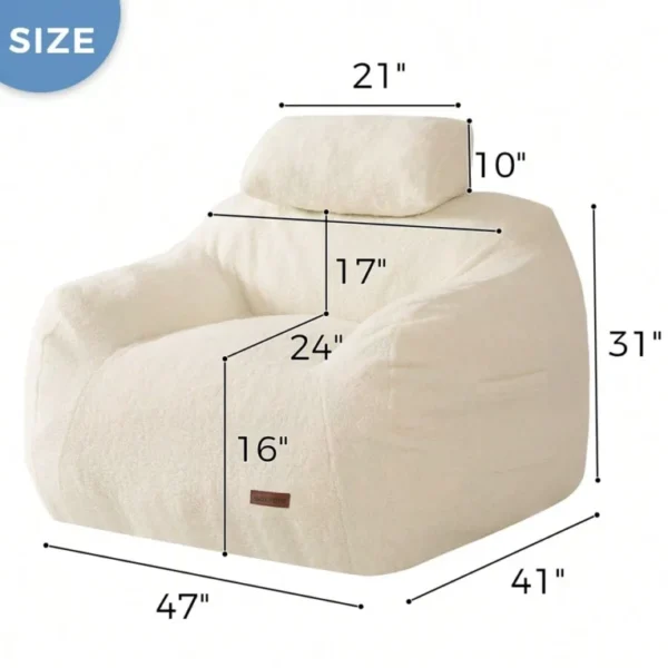 ⏰MAXYOYO Giant Bean Bag Chair With Pillow,Fuzzy Fabric Fluffy And Comfy Bean Bag Sofa Large Bean Bag Chair Adult Size With Filler For Reading, Gaming - Image 7