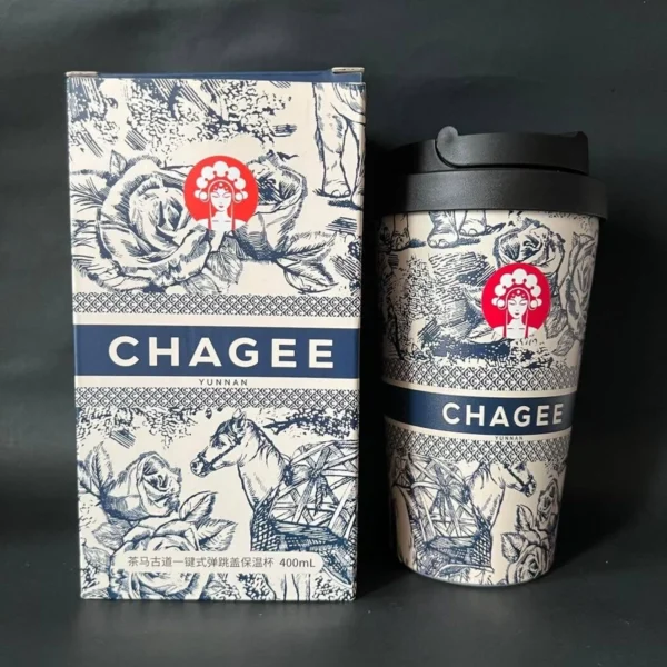 🥛𝘾𝙃𝘼𝙂𝙀𝙀 Thermos Cup🥛Lock&Lock co-name Tea Horse Ancient Road one-click bounce table accompanying cup CHAGEE Thermos Cup 316 Stainless Steel 400ml🥛 - Image 5