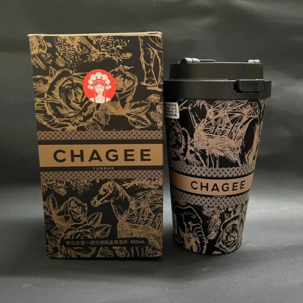 🥛𝘾𝙃𝘼𝙂𝙀𝙀 Thermos Cup🥛Lock&Lock co-name Tea Horse Ancient Road one-click bounce table accompanying cup CHAGEE Thermos Cup 316 Stainless Steel 400ml🥛 - Image 4